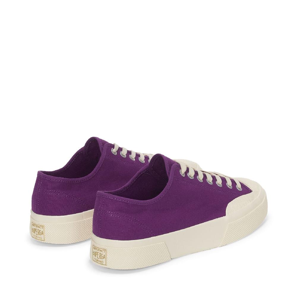 Superga 2432 WORKS LOW CUT COTTON CANVASPURPLE-OFF WHITE Ultimo giorno