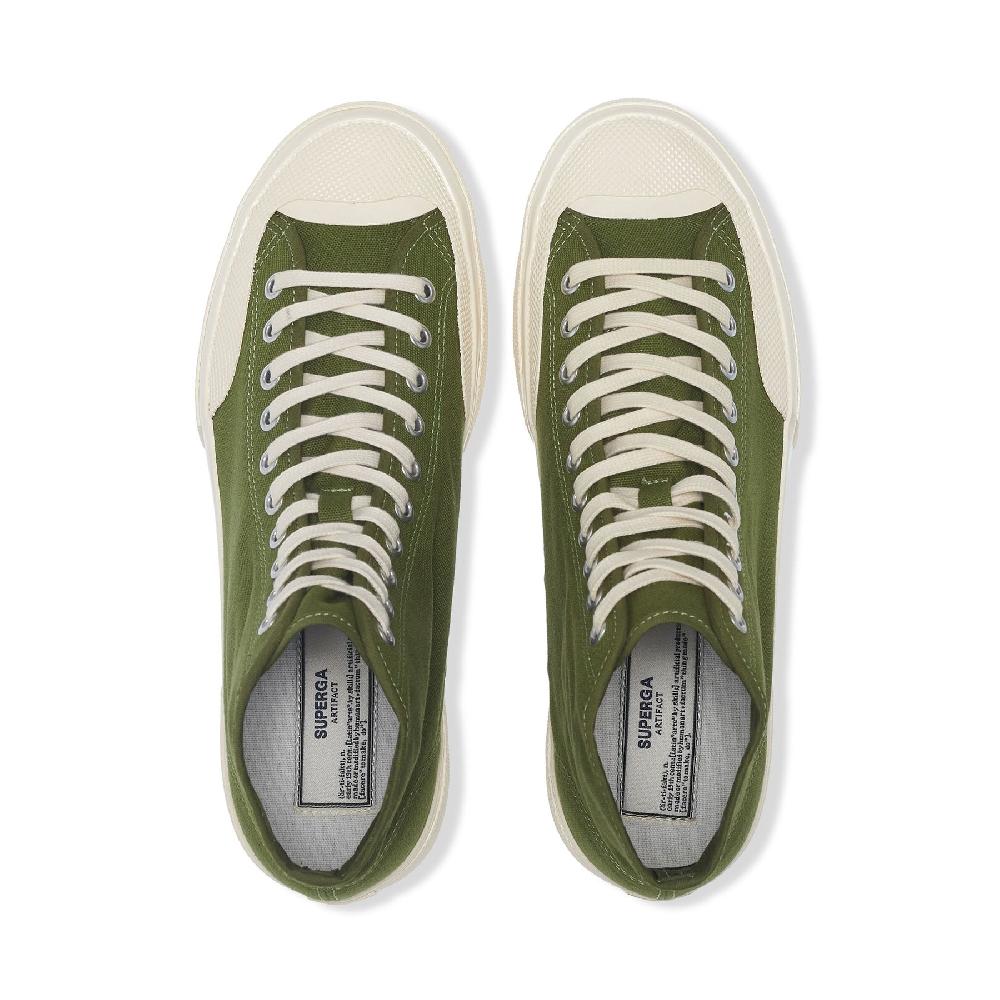 Superga 2433 WORKS HIGH CUT COTTON CANVASGREEN-OFF WHITE Spedizione Gratuita
