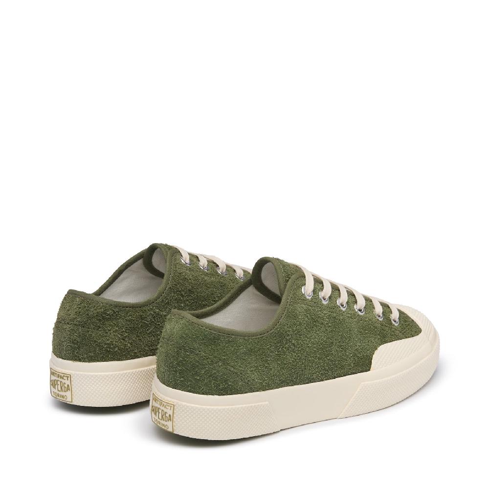 Superga 2432 WORKS HAIRY SUEDEMILITARY GREEN-OFF WHITE Soddisfazione Garantita