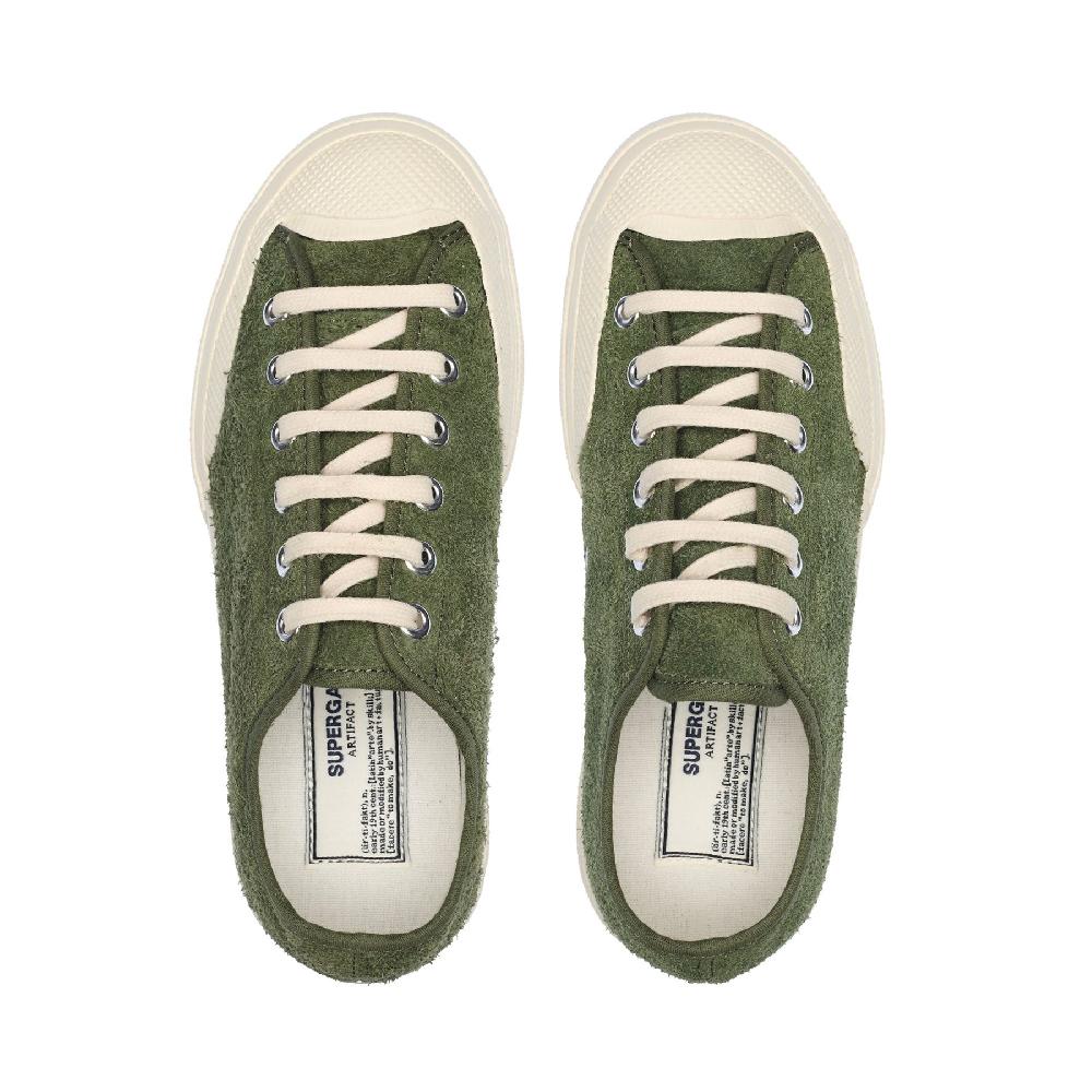 Superga 2432 WORKS HAIRY SUEDEMILITARY GREEN-OFF WHITE Soddisfazione Garantita