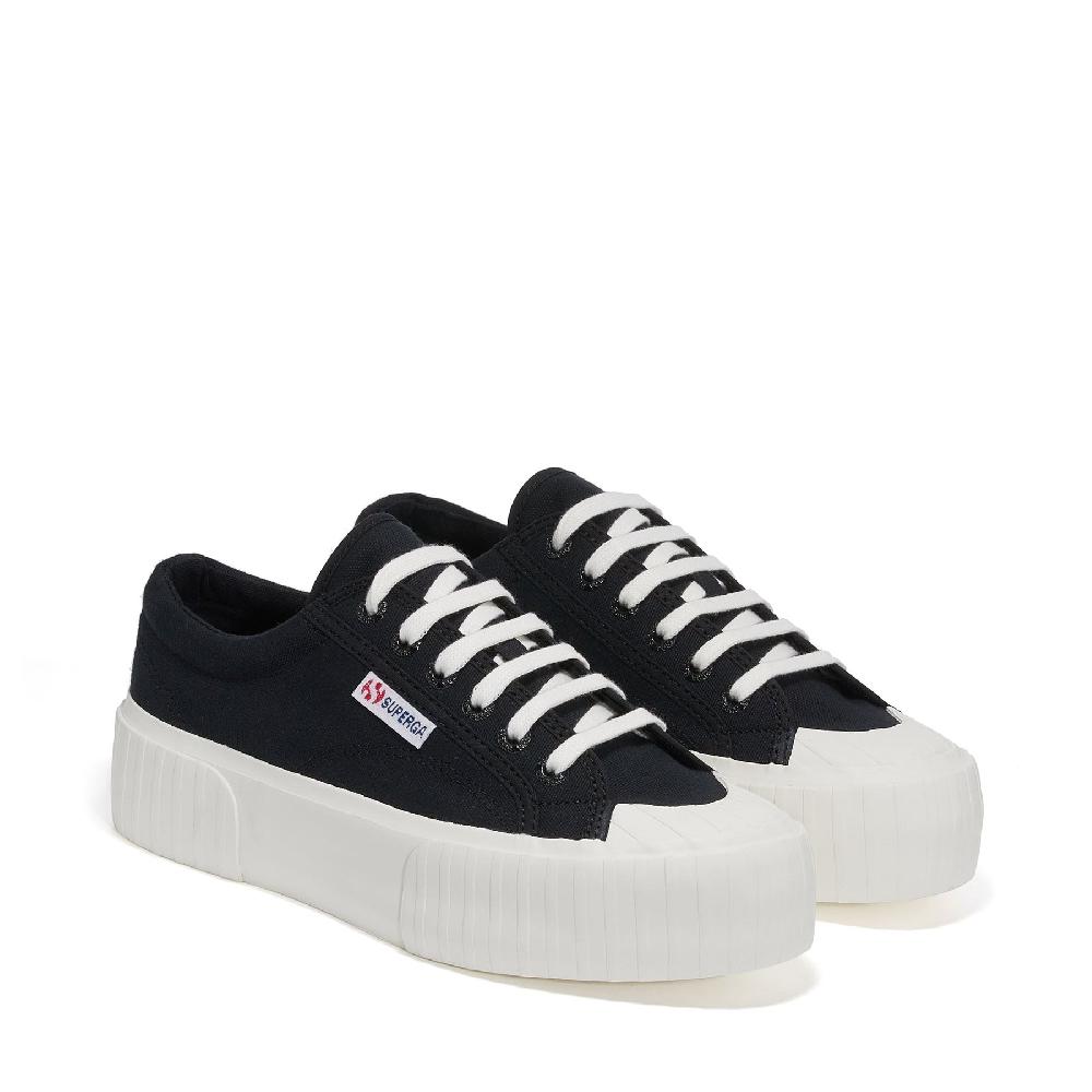Superga 2631 STRIPE PLATFORMBLACK-WHITE AVORIO In Saldo