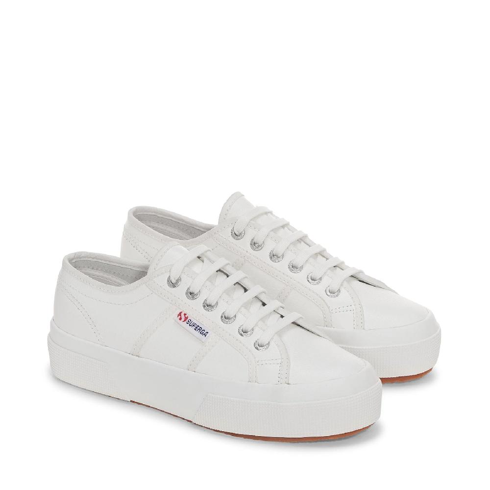 Superga 2740 PLATFORM TUMBLED LEATHERWHITE Acquista Ora