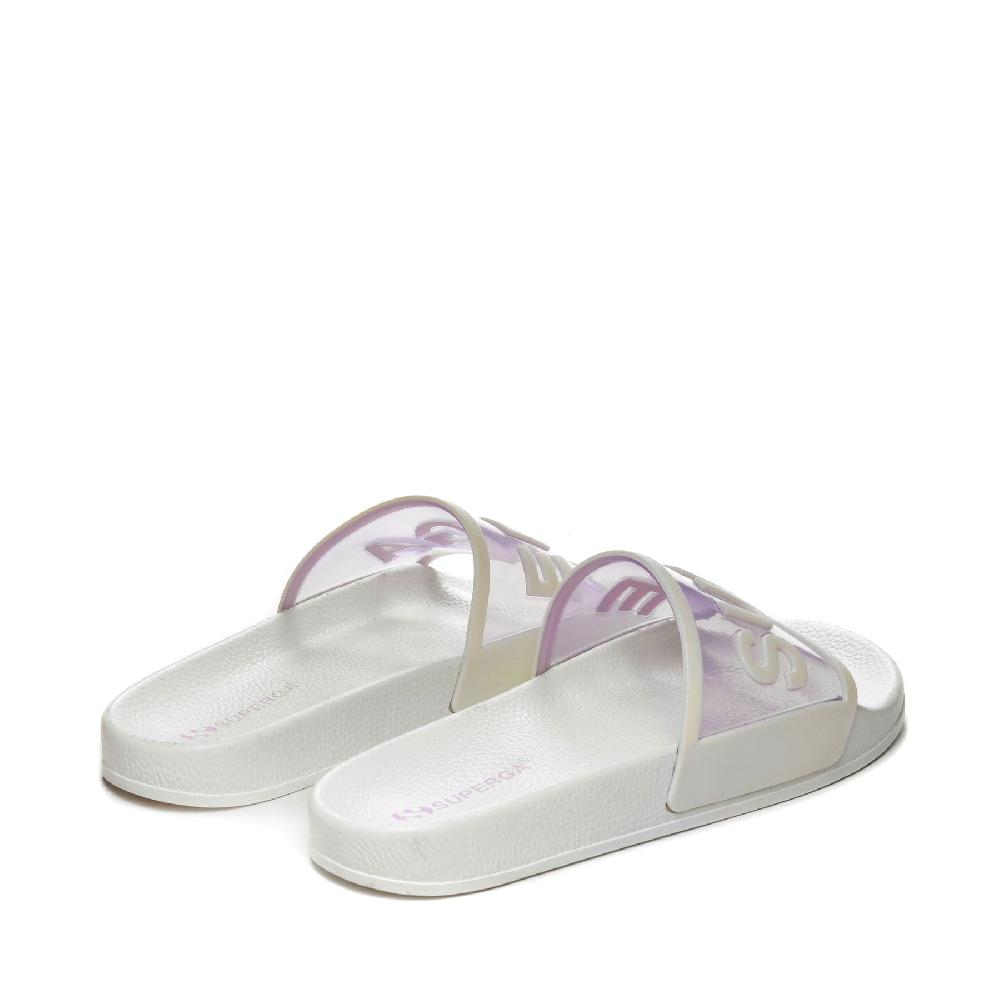 Superga 1908 SLIDES CLEAR IDENTITYWHITE AVORIO-VIOLET LILLA Prezzo Ridotto