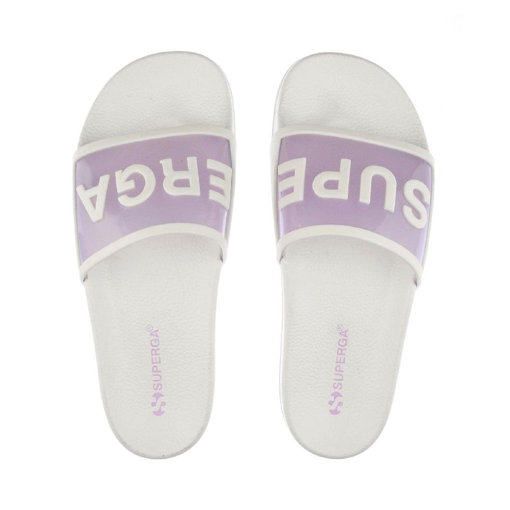 Superga 1908 SLIDES CLEAR IDENTITYWHITE AVORIO-VIOLET LILLA Prezzo Ridotto