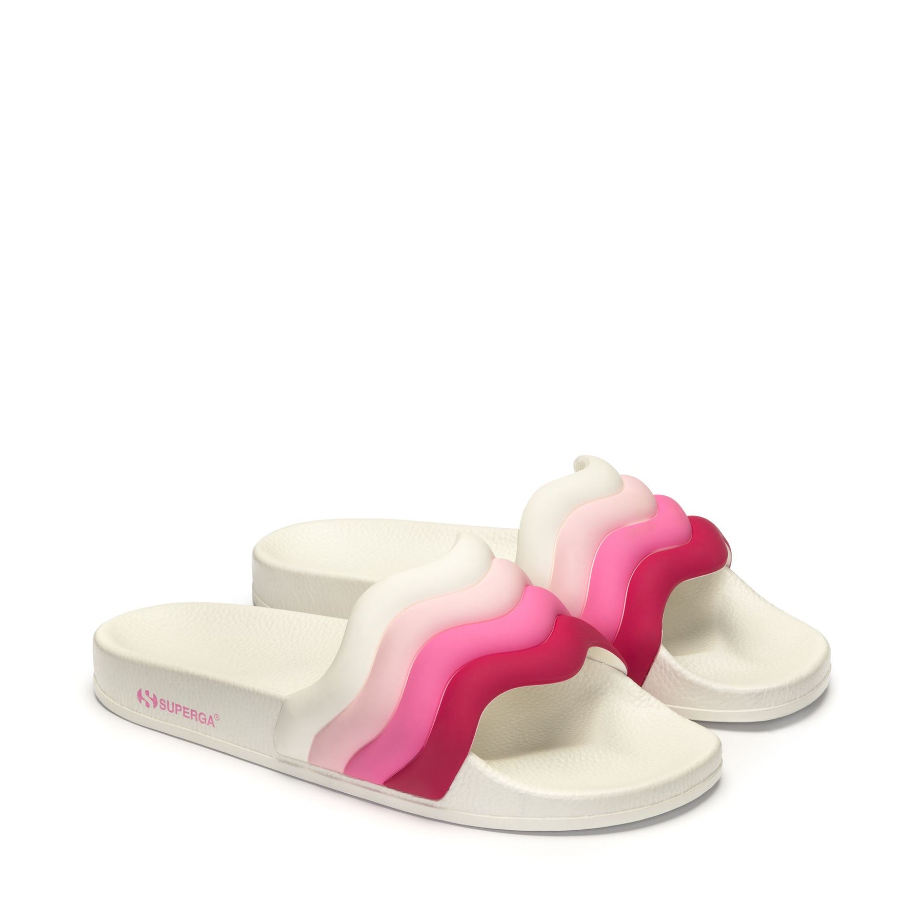 Superga 1908 SLIDES CURLY PADDED STRIPESWHITE-SHADED PINK In Vendita