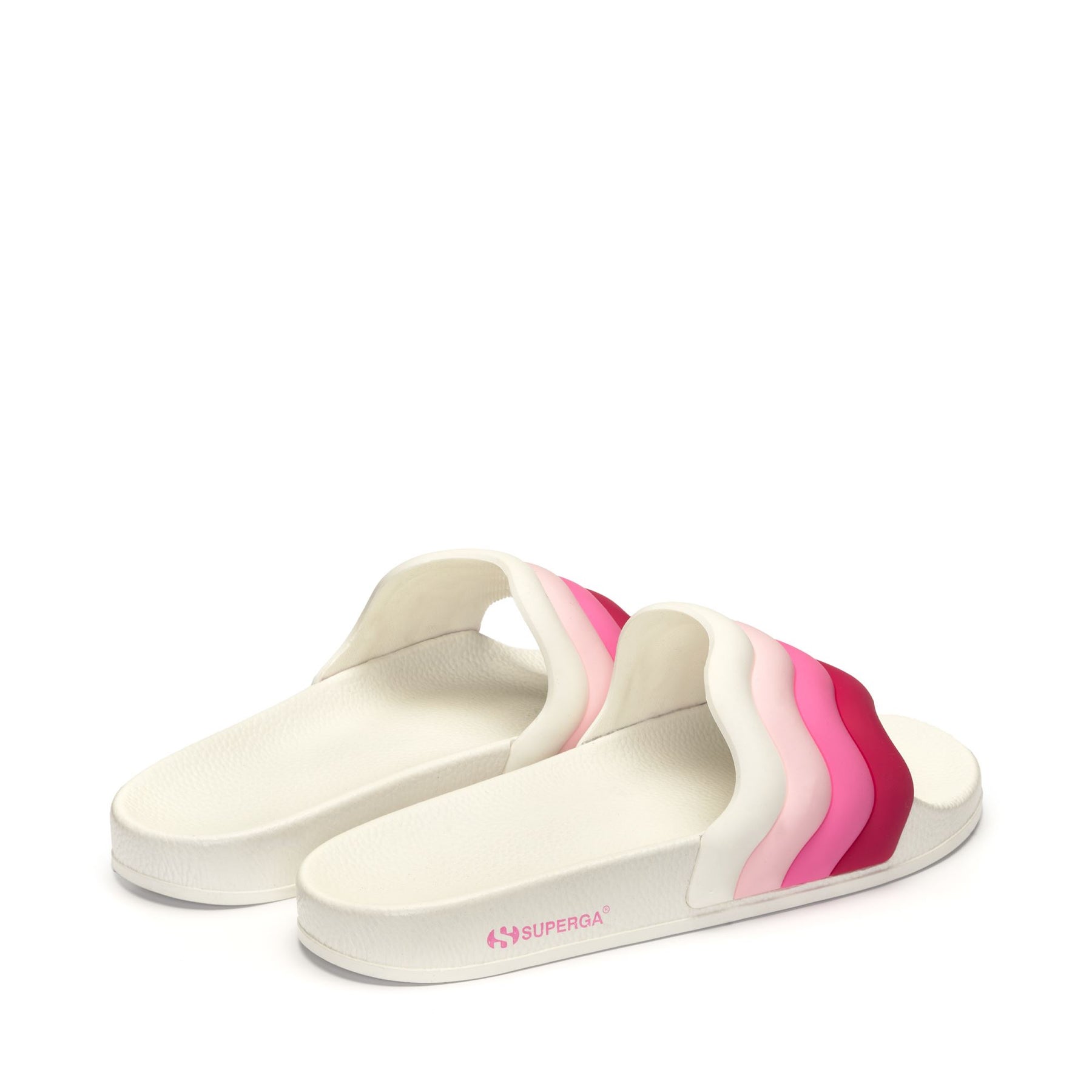 Superga 1908 SLIDES CURLY PADDED STRIPESWHITE-SHADED PINK In Vendita