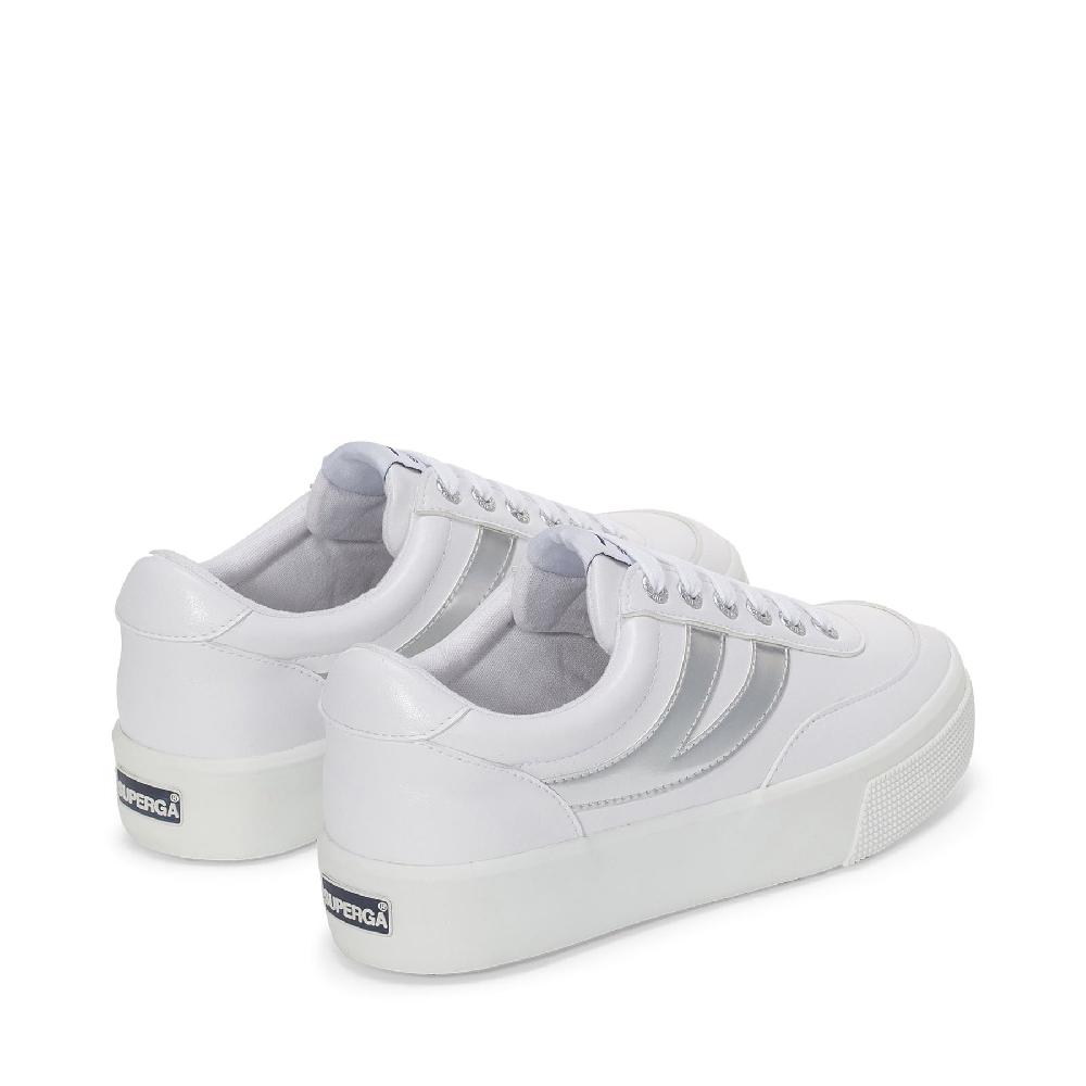 Superga 2740 PLATFORM BLOCKS MIRROR SYNTHETIC MATERIALWHITE-SILVER Vendita