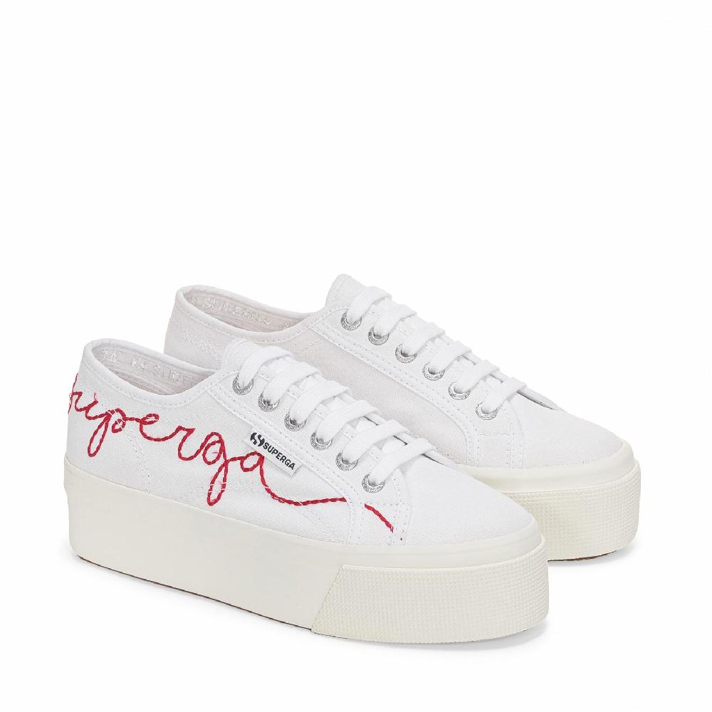 Superga 2790 RED EMBROIDERYWHITE-RED FLAME FAVORIO Sottocosto