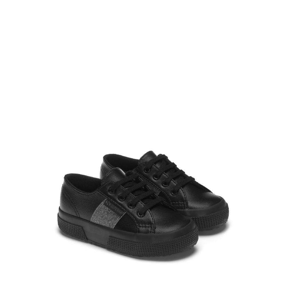 Superga 2750 KIDS SYNTHETIC MATERIAL GLITTERTOTAL BLACK Vendita Calda