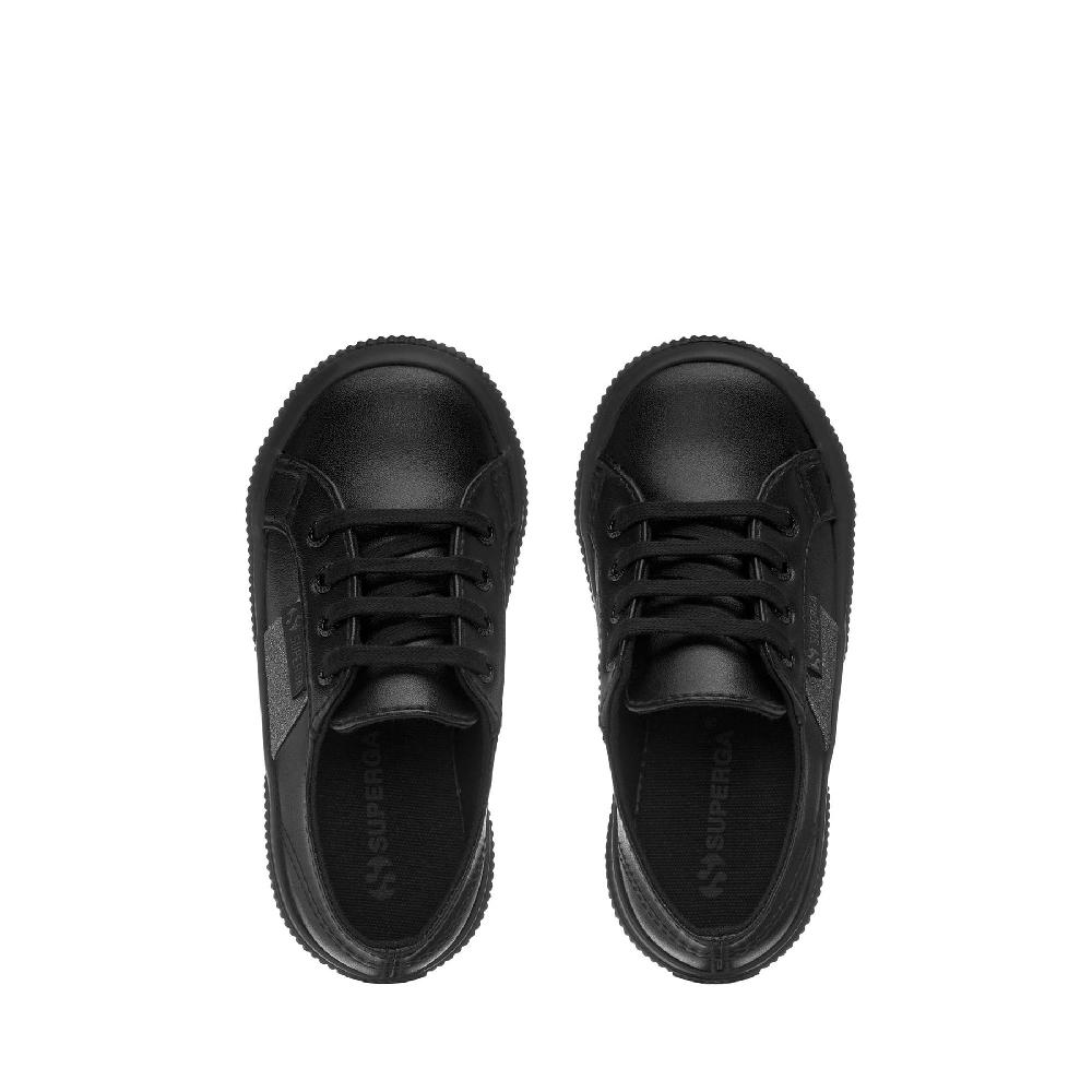 Superga 2750 KIDS SYNTHETIC MATERIAL GLITTERTOTAL BLACK Vendita Calda
