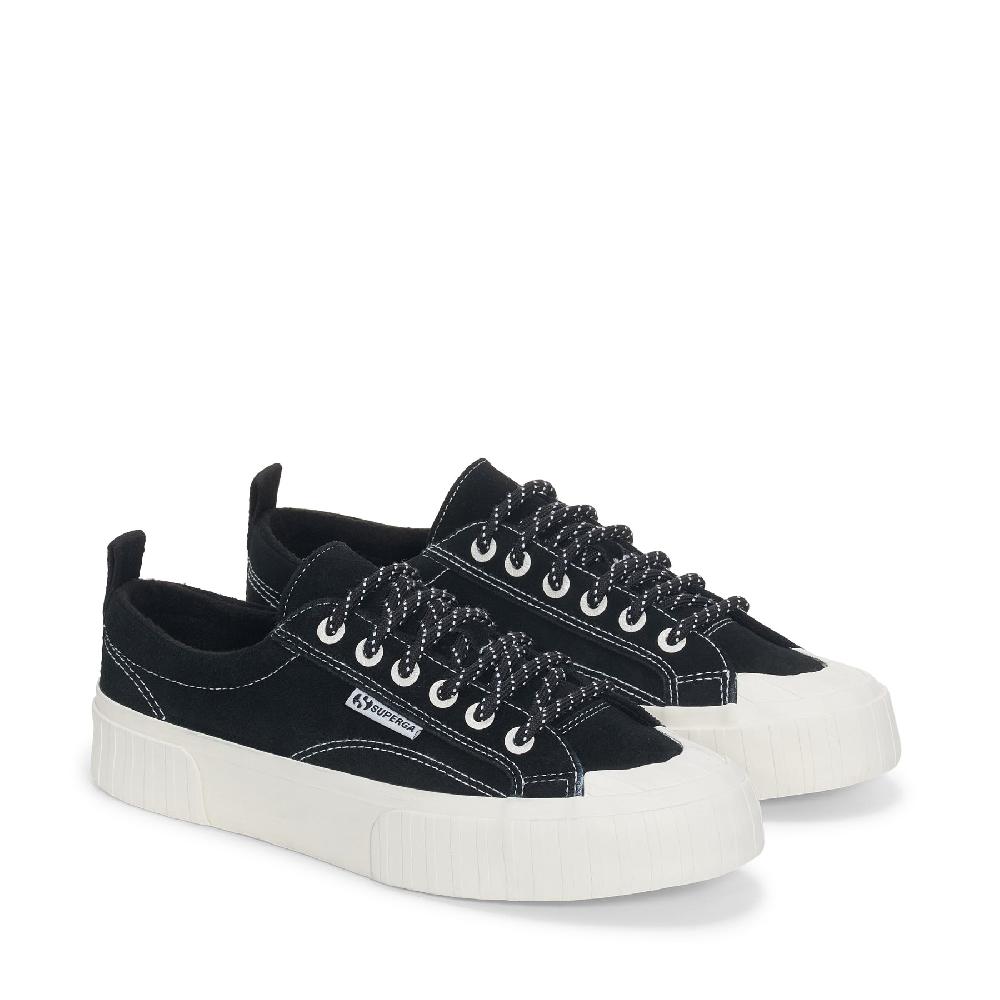 Superga 2630 STRIPE SUEDE CONTRAST STITCHINGBLACK-WHITE AVORIO-FAVORIO Fino Al -60%