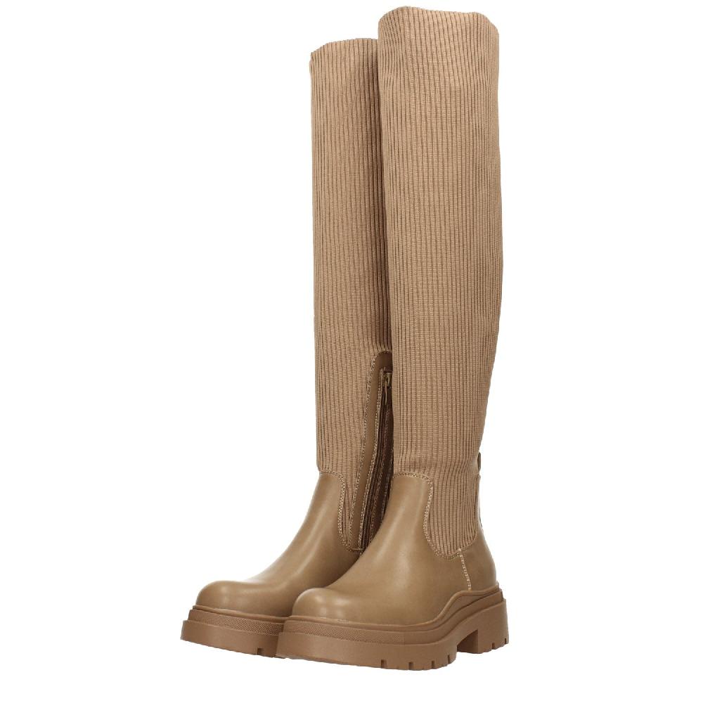 Tata Italia Stivali marroni con tomaia in tessuto elasticizzato. Tacco alto 5cm Enormi risparmi