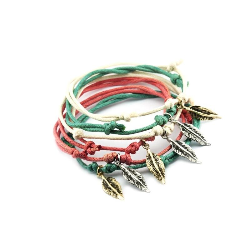 Thais Bernardes Bracciale in Cotone con Piuma Soddisfazione Garantita