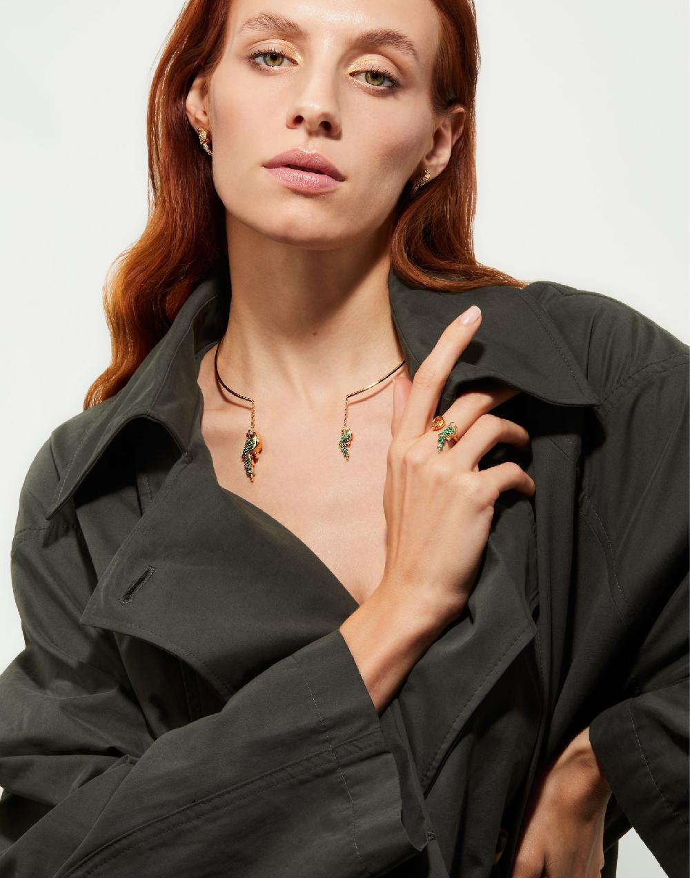 Thais Bernardes Collana Choker Pappagalli Nuovo