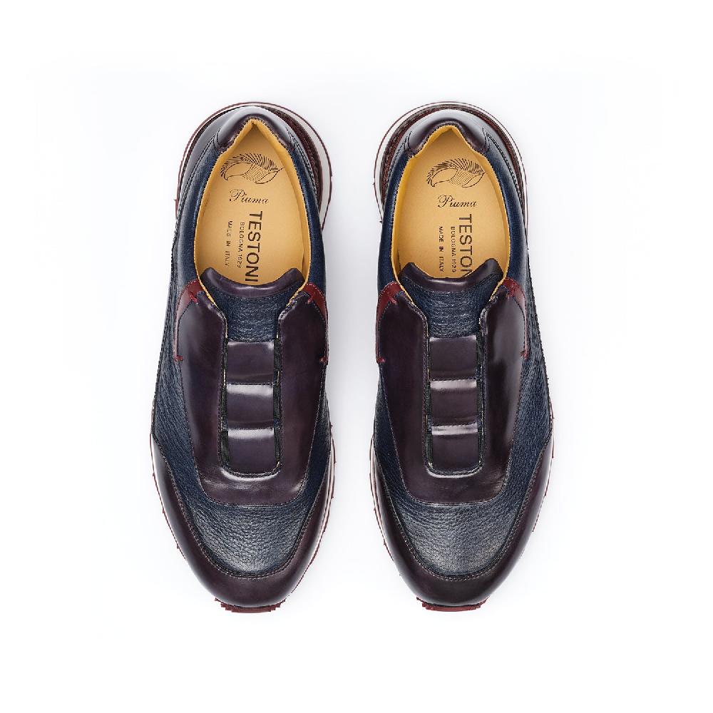 ﻿A.Testoni MOENA SNEAKER ROYAL CALF + GRAINED CALF ° In Saldo