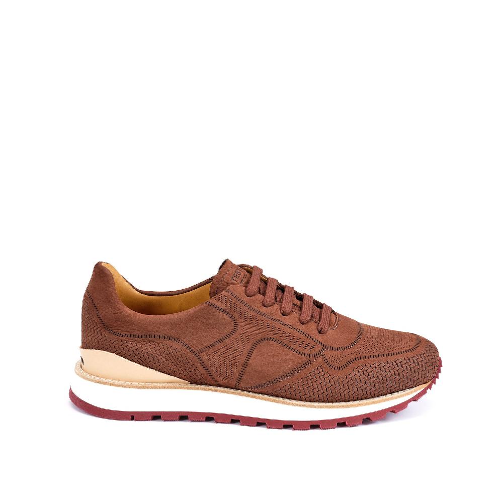 A.Testoni MOENA SNEAKER NUBUK CALF LASERATO SPINA Offerta migliore