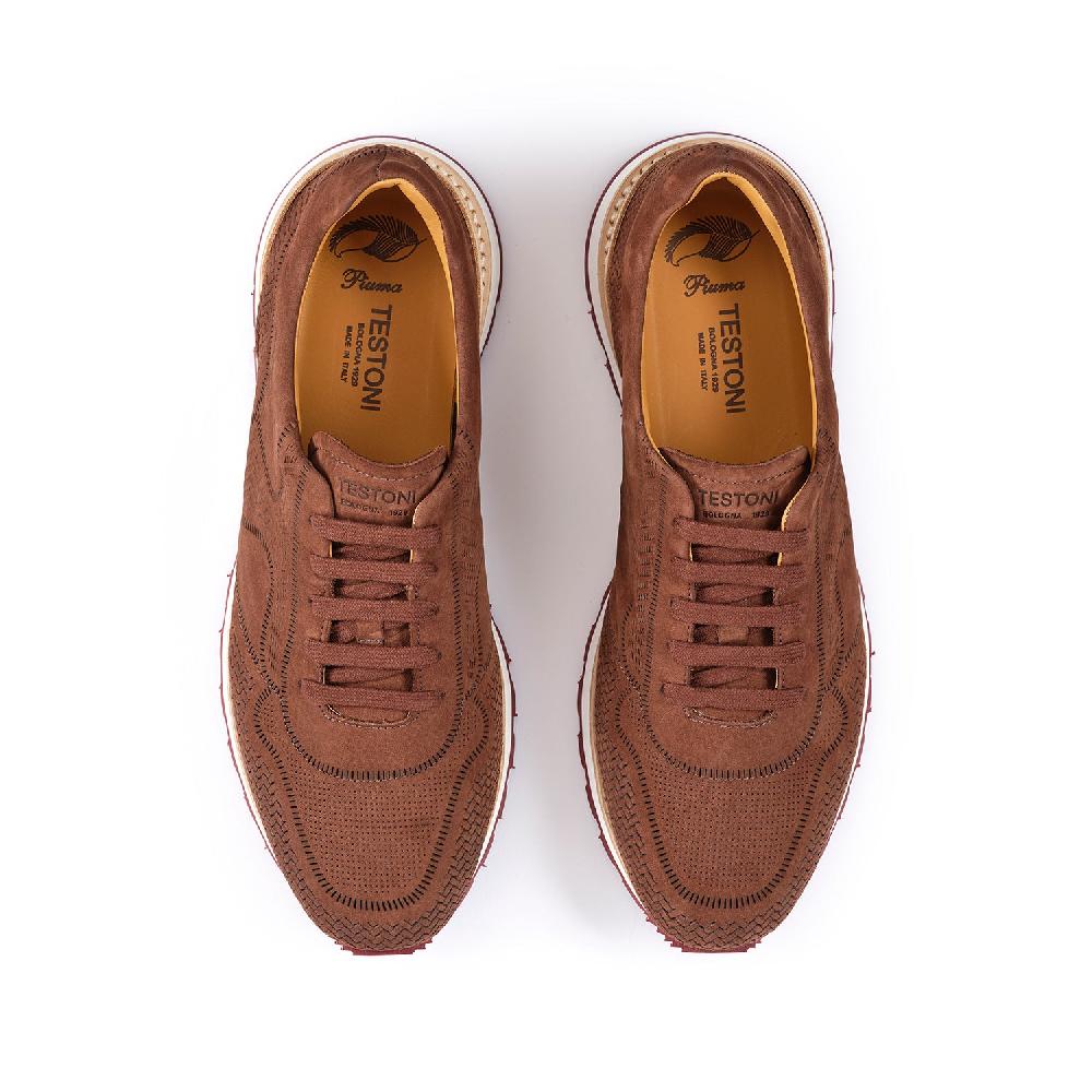 A.Testoni MOENA SNEAKER NUBUK CALF LASERATO SPINA Offerta migliore