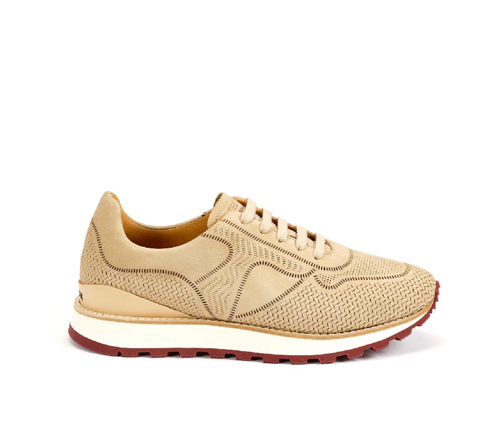 A.Testoni MOENA SNEAKER NUBUK CALF LASERATO SPINA Italia