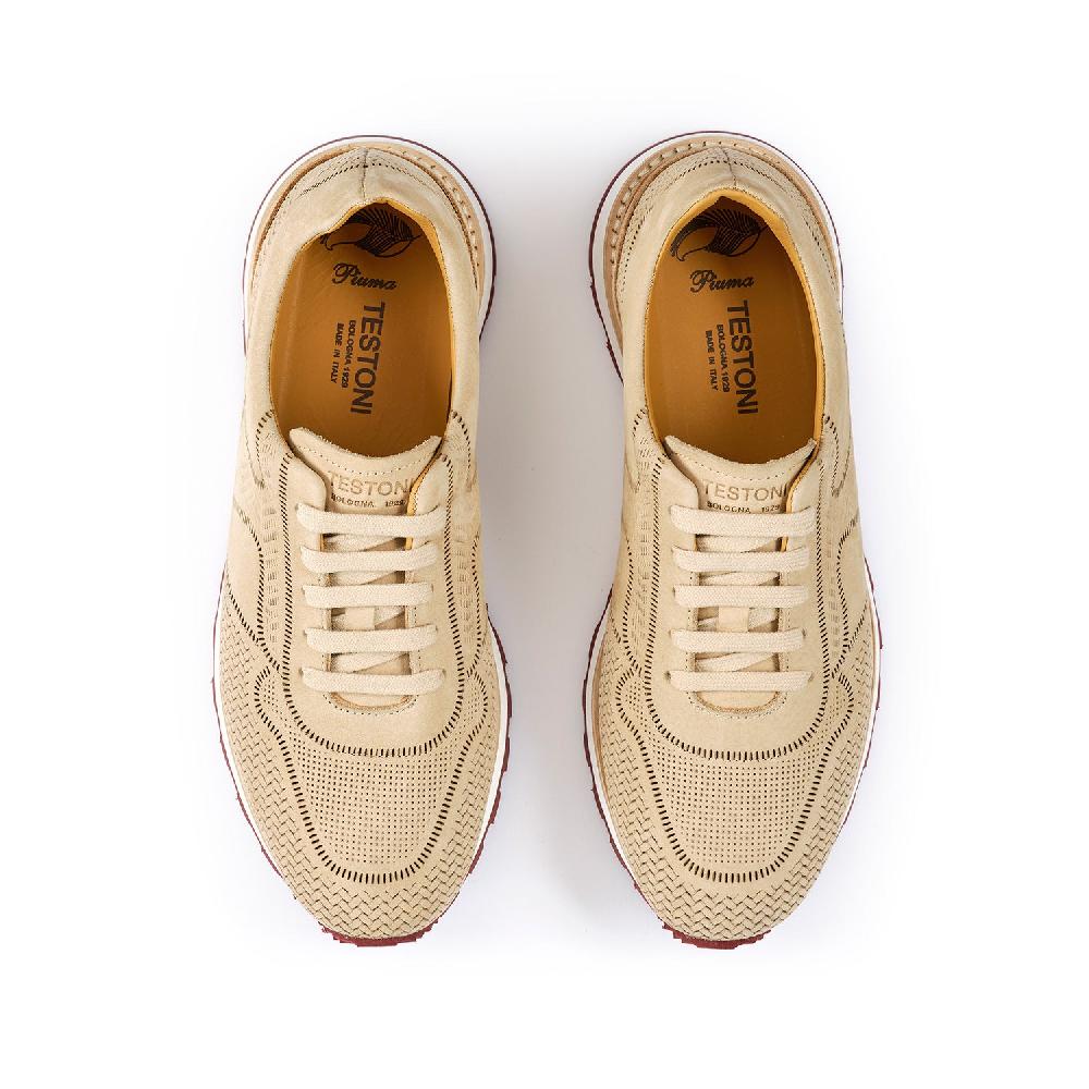 A.Testoni MOENA SNEAKER NUBUK CALF LASERATO SPINA Italia