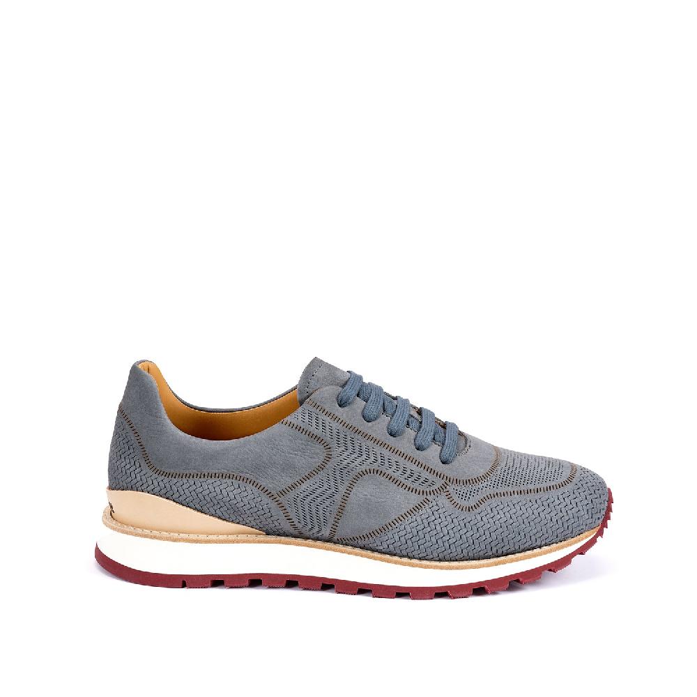 A.Testoni MOENA SNEAKER NUBUK CALF LASERATO SPINA Nuovo