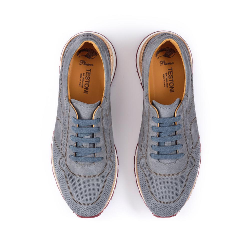 A.Testoni MOENA SNEAKER NUBUK CALF LASERATO SPINA Nuovo