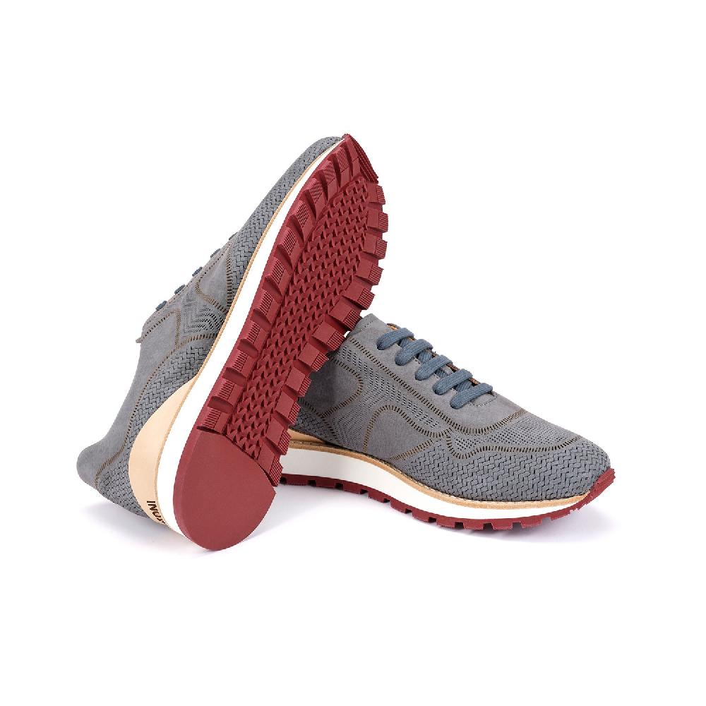 A.Testoni MOENA SNEAKER NUBUK CALF LASERATO SPINA Nuovo