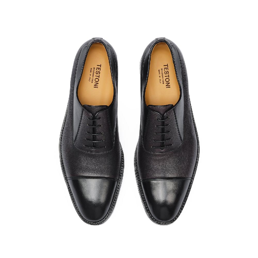 A.Testoni VALDOBBIADENE P.RAPID OXFORD TOP CALF+ ANTIQUE CAVIAR CALF ° Presa