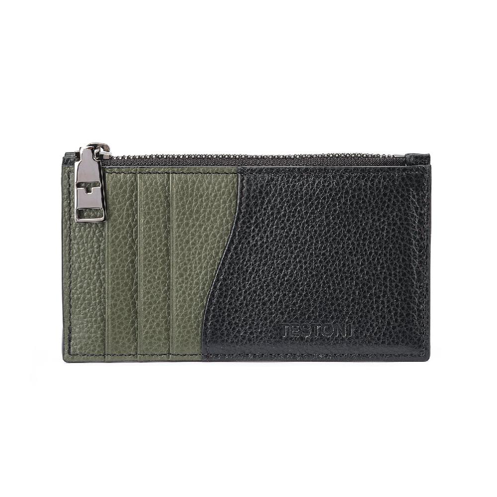 A.Testoni ZIP CREDIT CARD CASE GRAINCALF ° Presa