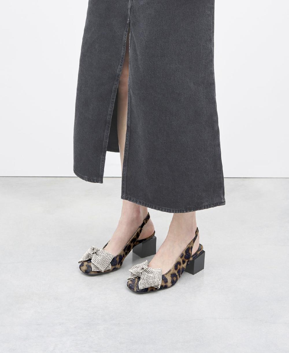 ﻿Agl Sling-back con fiocco Stampa leopard Angie Ribbon In Saldo