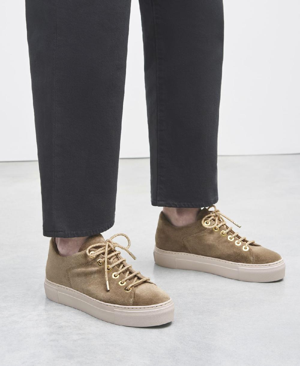 Agl Sneaker in velour Tortora Crystal Consegna Veloce