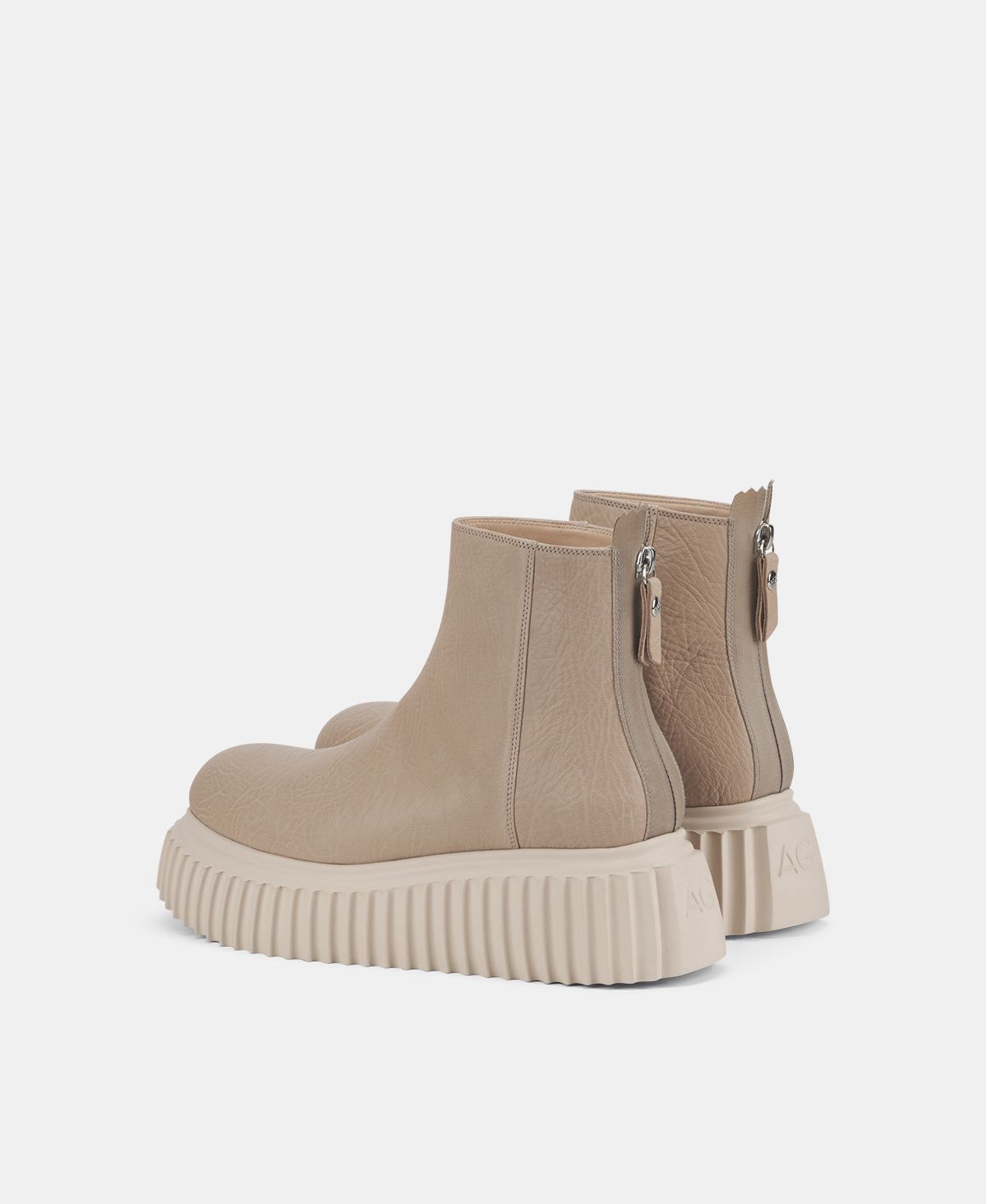 Agl Stivaletto in pelle Beige Sandy Presa