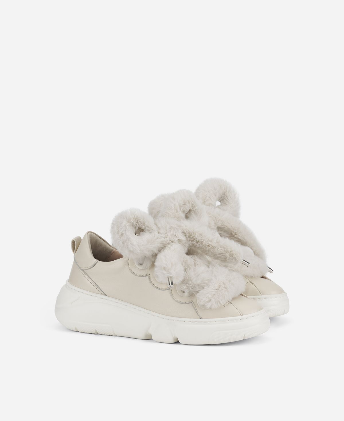 Agl Sneaker con lacci in pelliccia Avorio Fur Bubble Online