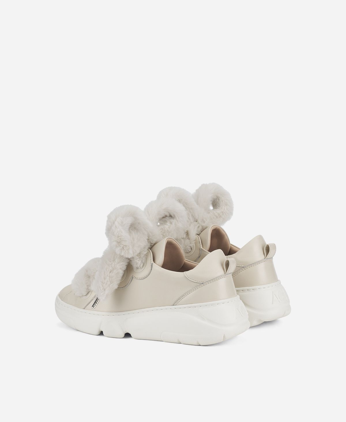 Agl Sneaker con lacci in pelliccia Avorio Fur Bubble Online