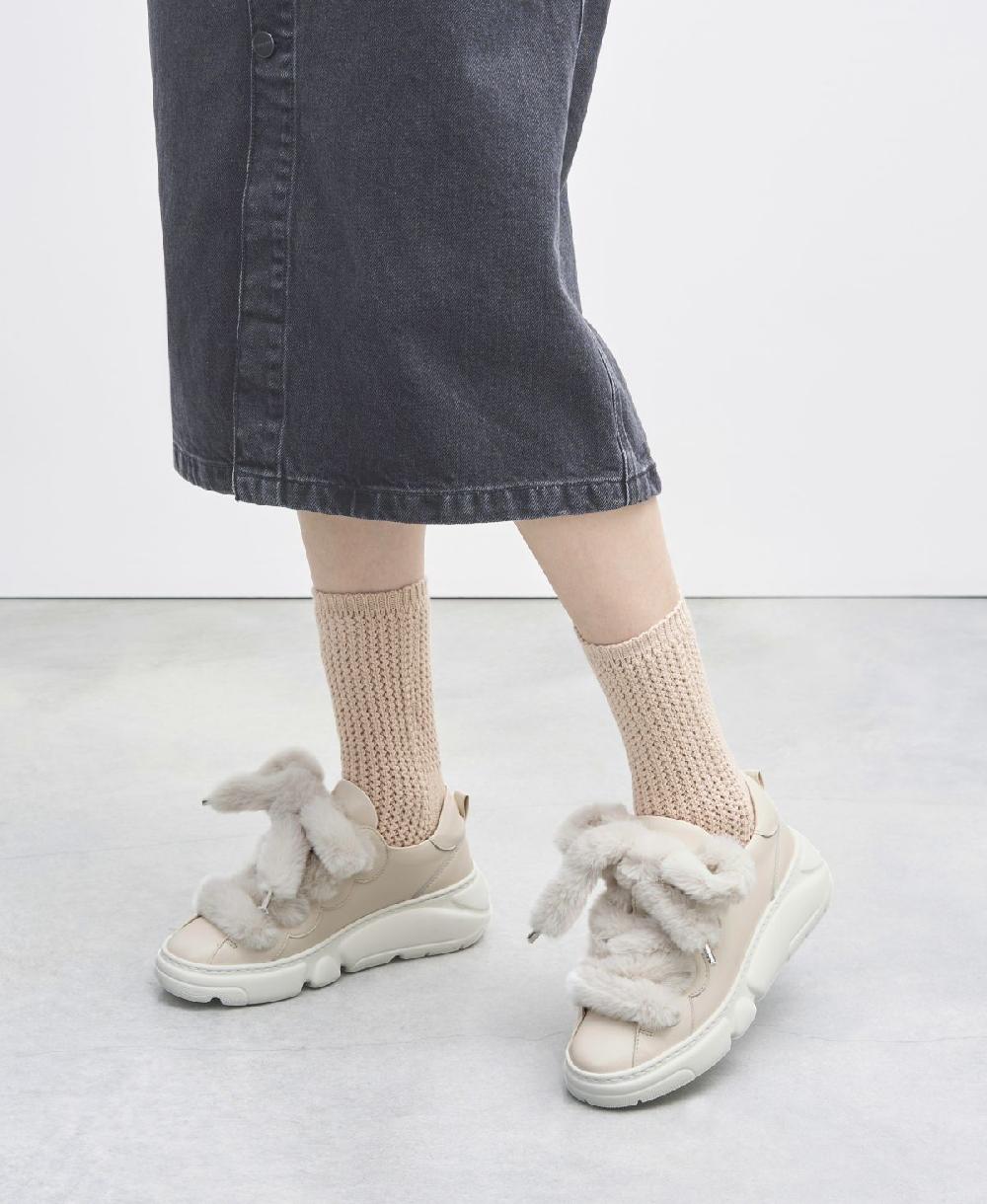 Agl Sneaker con lacci in pelliccia Avorio Fur Bubble Online