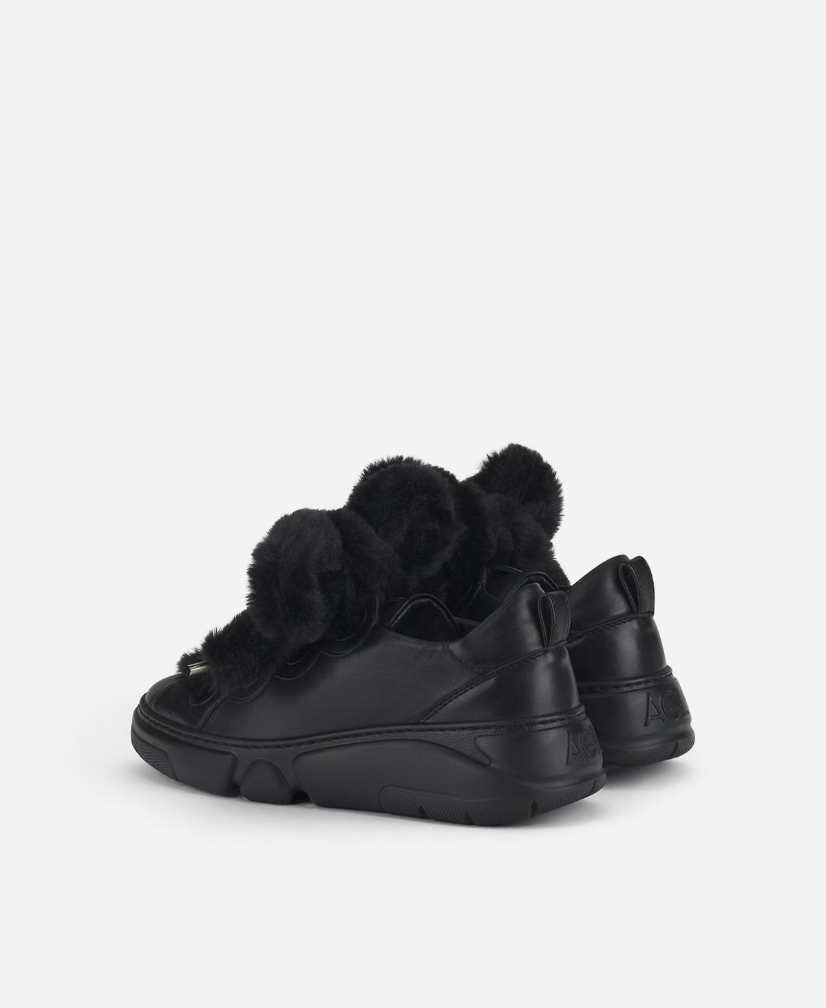 Agl Sneaker con lacci in pelliccia Nero Fur Bubble Outlet
