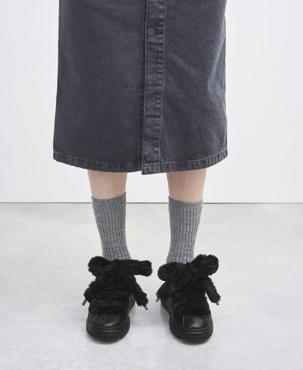 Agl Sneaker con lacci in pelliccia Nero Fur Bubble Outlet