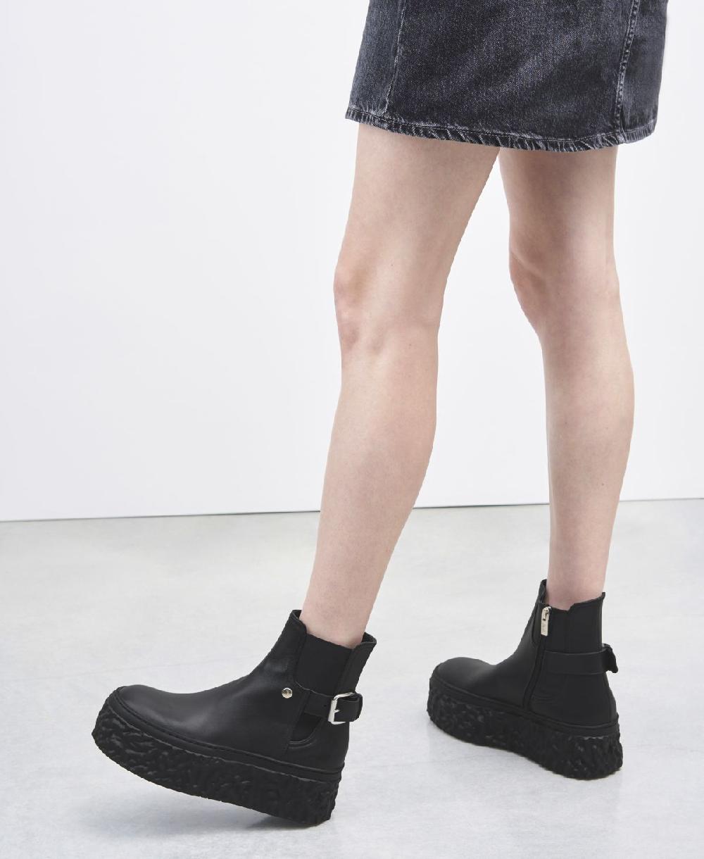 Agl Stivaletto in pelle con platform Nero Magma Biker Vendita