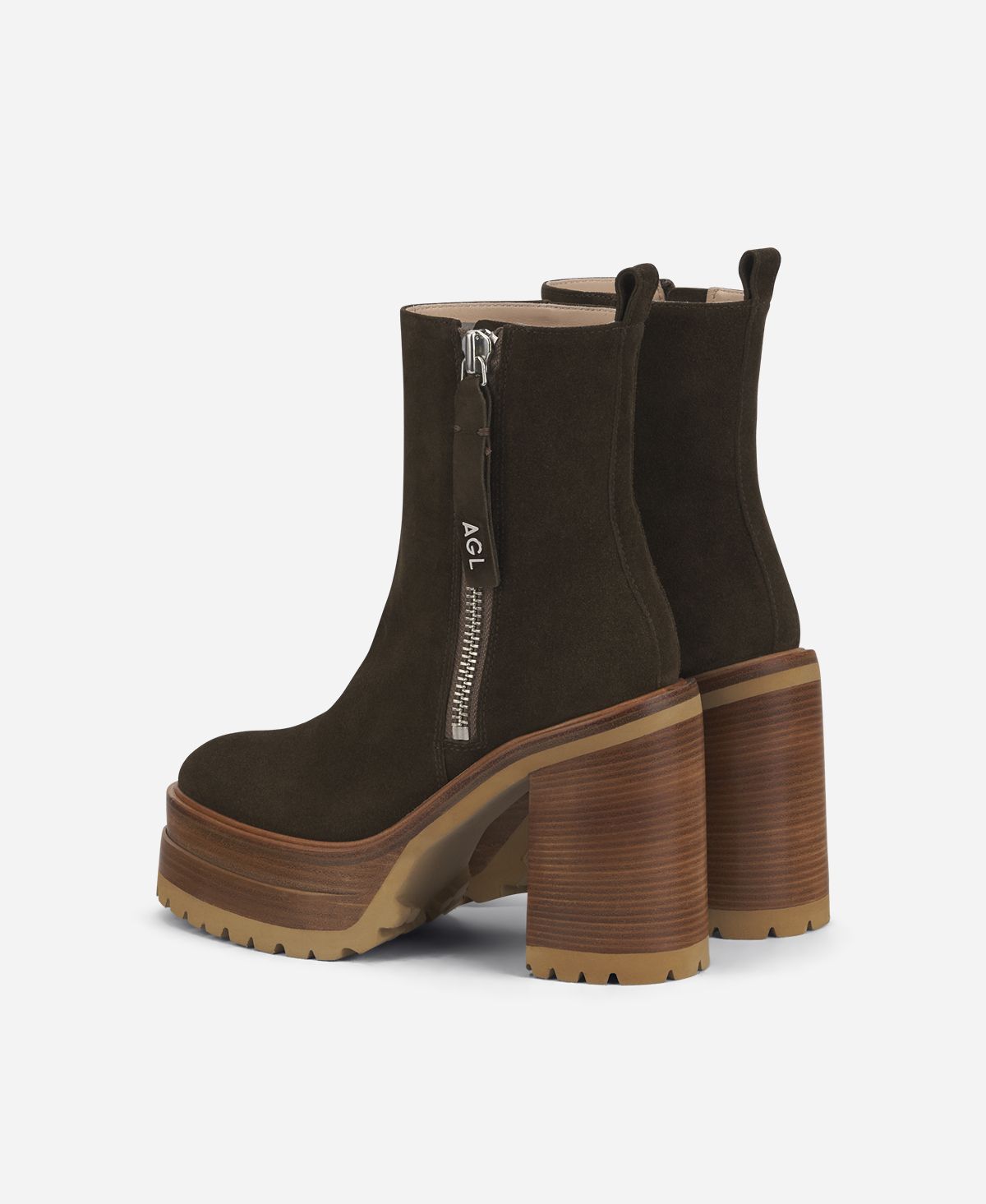 Agl Stivaletto con zip e plateau Brown Tora In Vendita