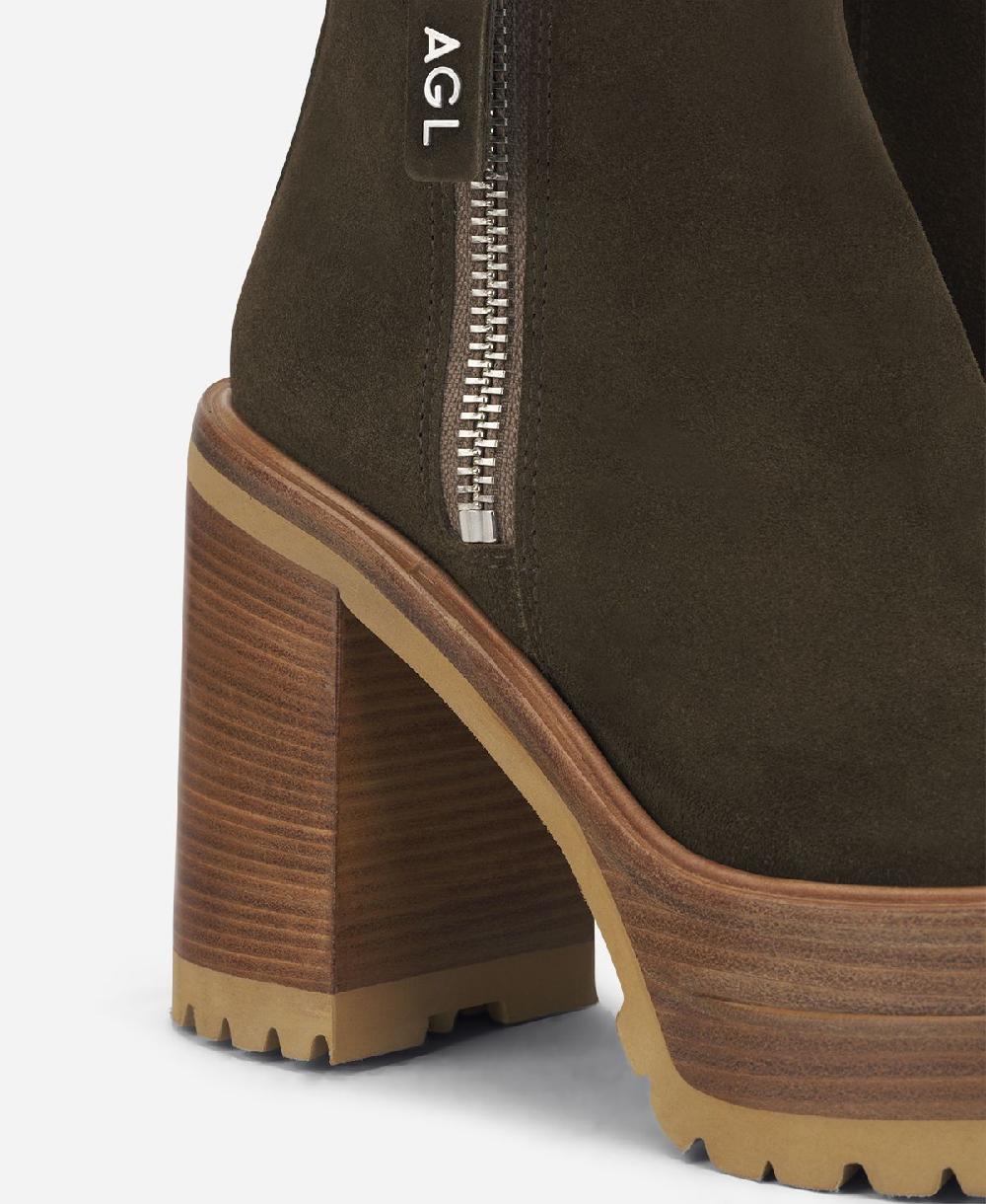 Agl Stivaletto con zip e plateau Brown Tora In Vendita