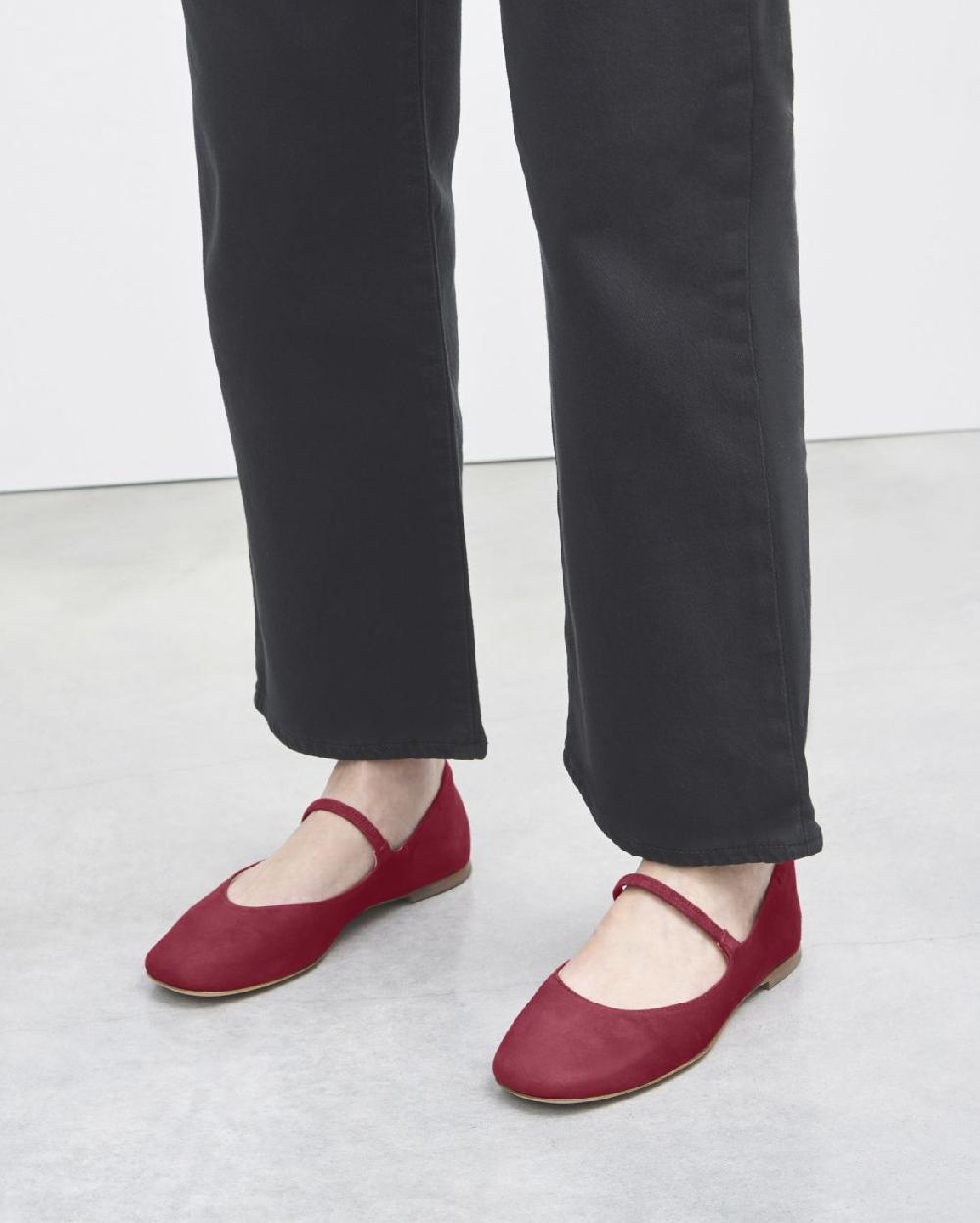 Agl Ballerina in velour Rosso Iris Saldi Di Fabbrica