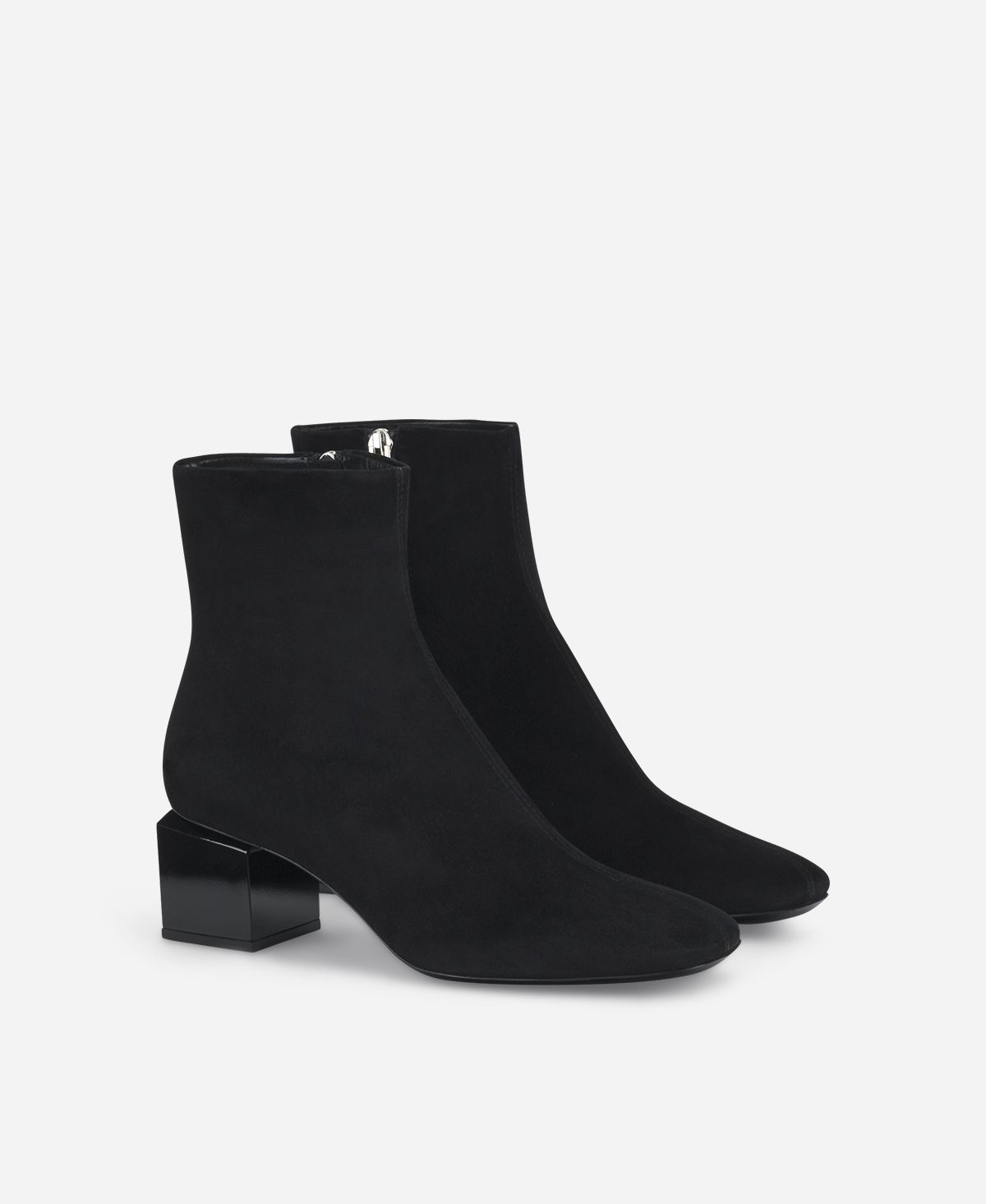 Agl Stivaletto in velour con tacco cubico Nero Angie Pure Qualità Garantita