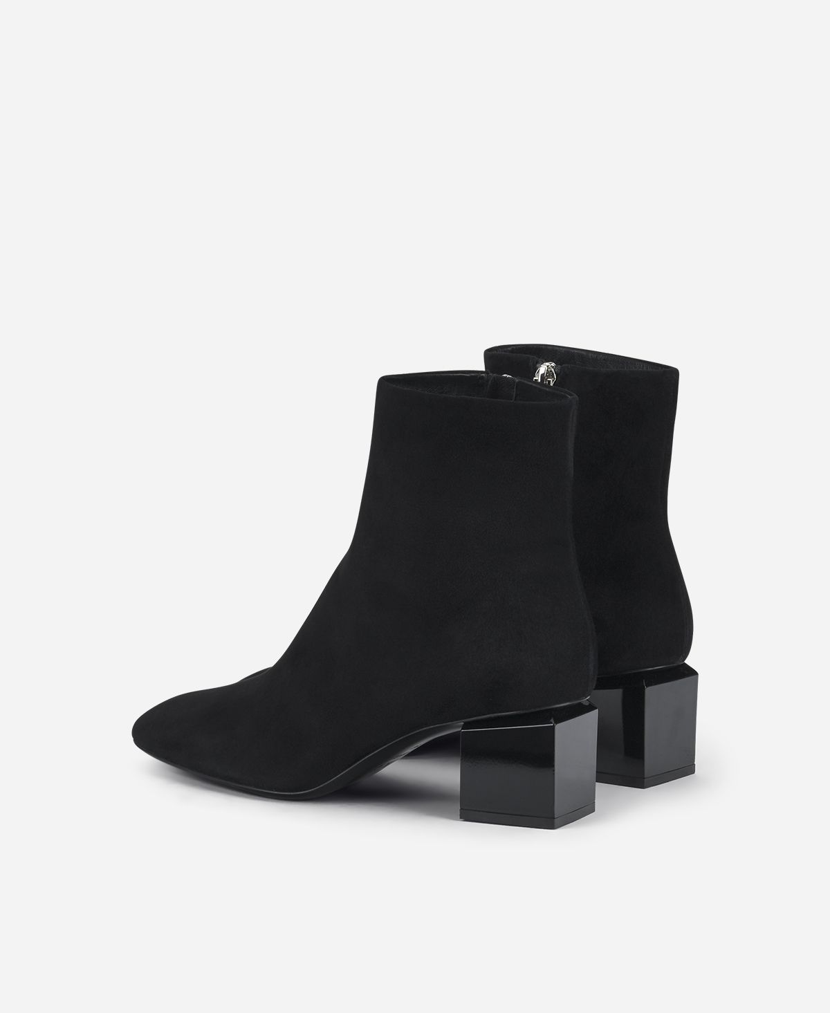 Agl Stivaletto in velour con tacco cubico Nero Angie Pure Qualità Garantita