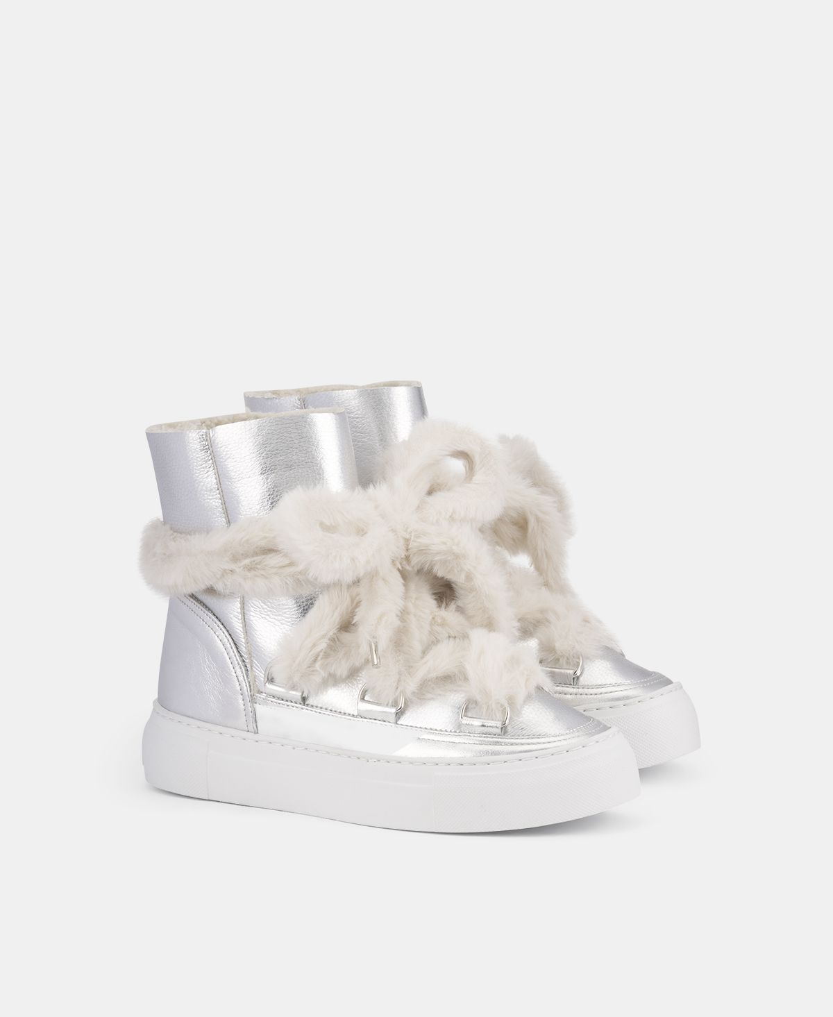 Agl Sneaker stivaletto con pelliccia Argento Kate Hotsell