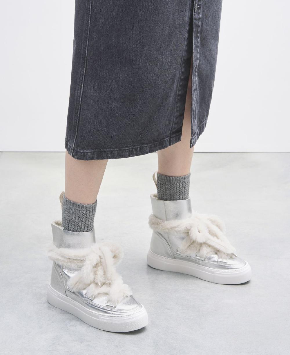 Agl Sneaker stivaletto con pelliccia Argento Kate Hotsell