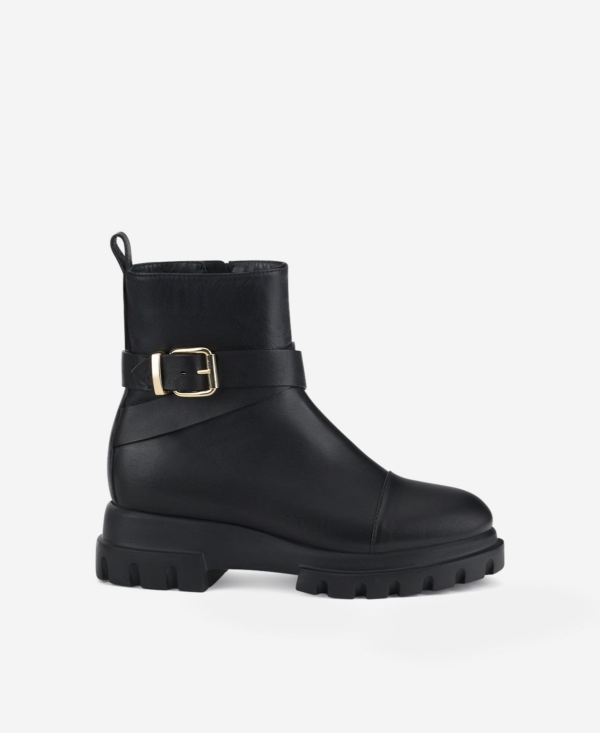 Agl Stivaletto con fibbia Nero Chunky Strap Nuova
