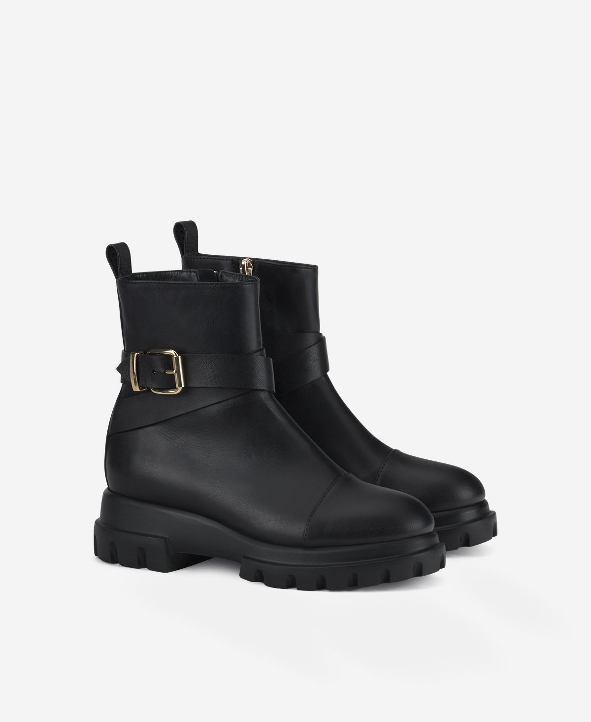 Agl Stivaletto con fibbia Nero Chunky Strap Nuova