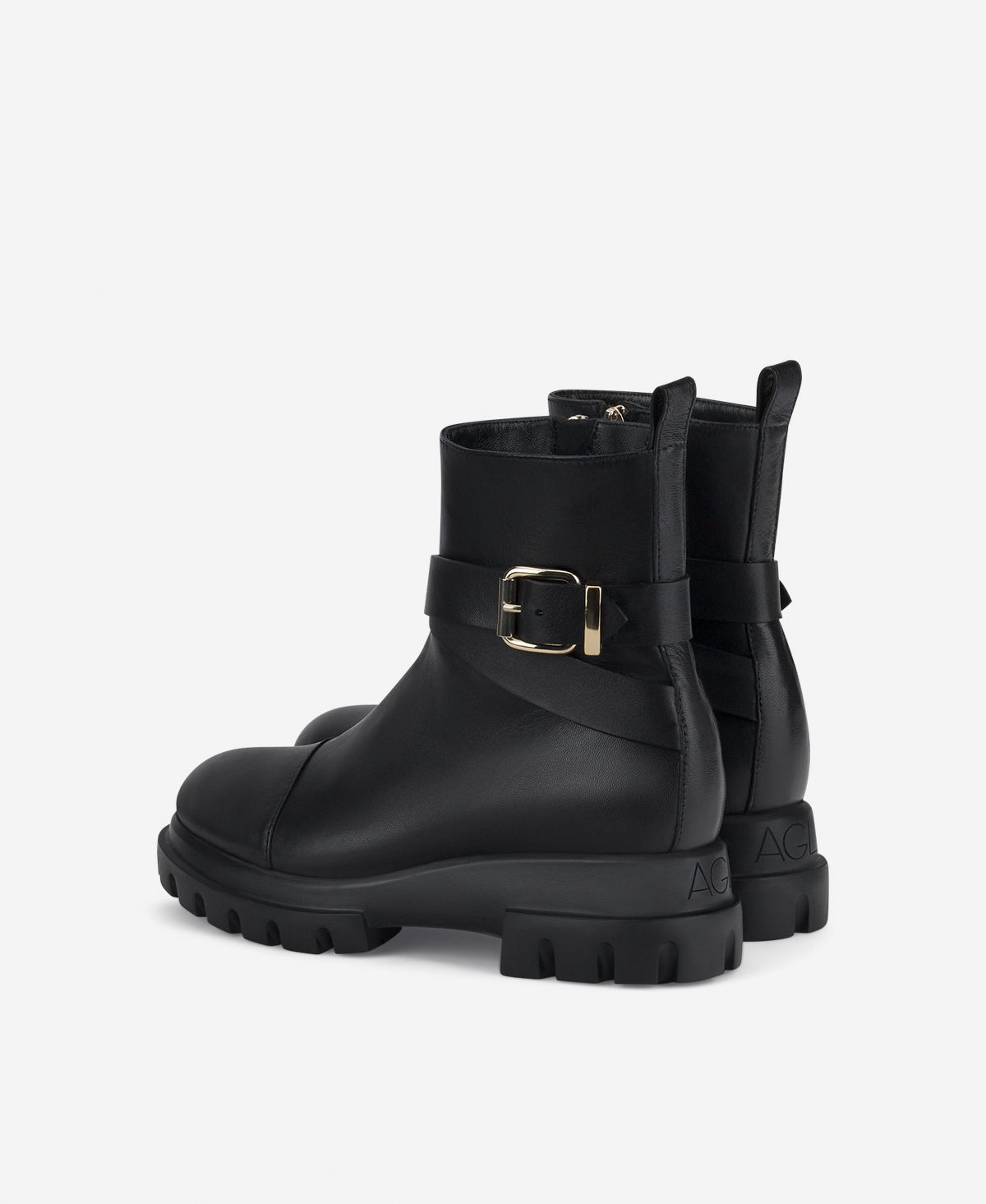 Agl Stivaletto con fibbia Nero Chunky Strap Nuova