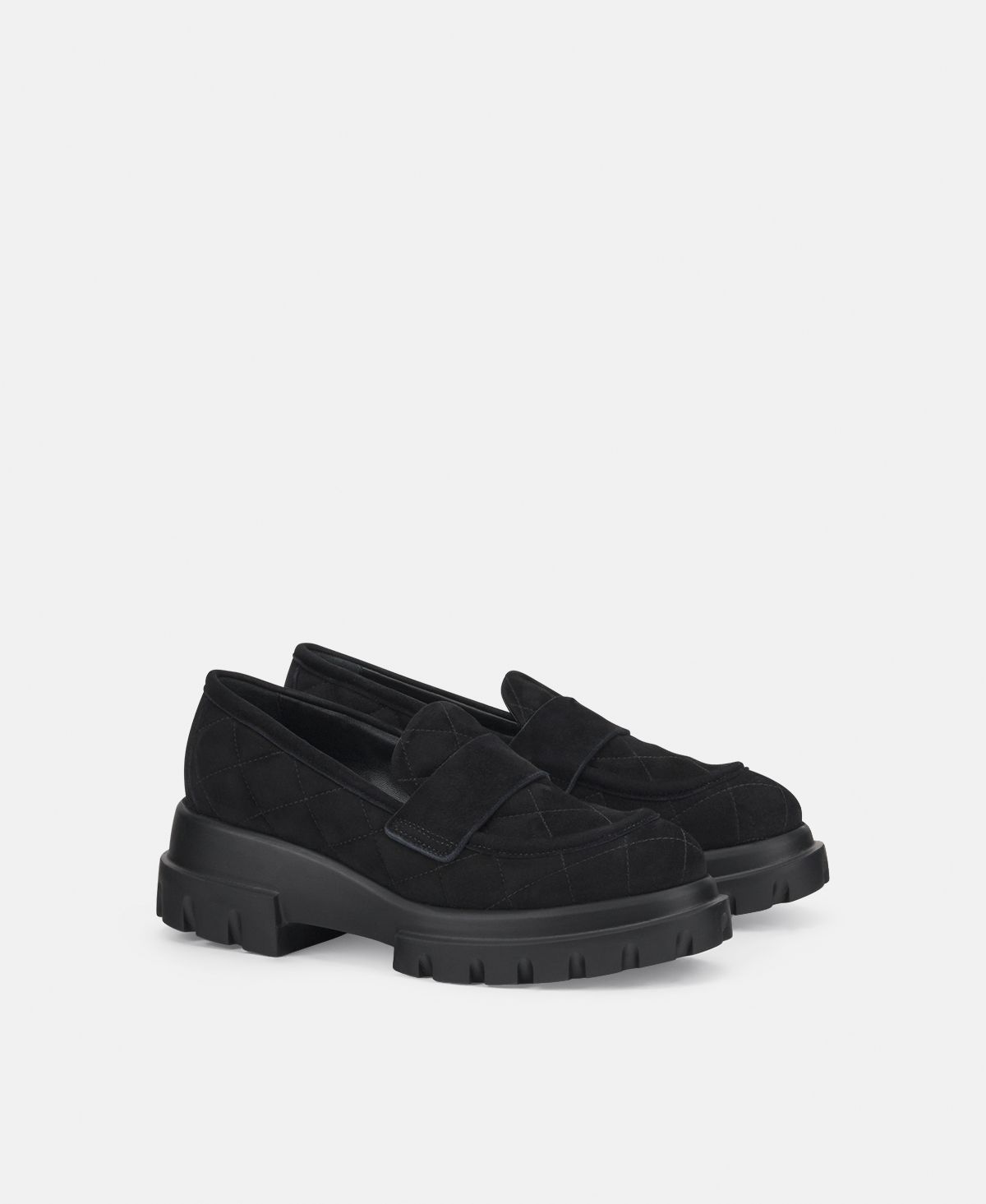 Agl Mocassino in velour Nero Celeste Matelassé Moda