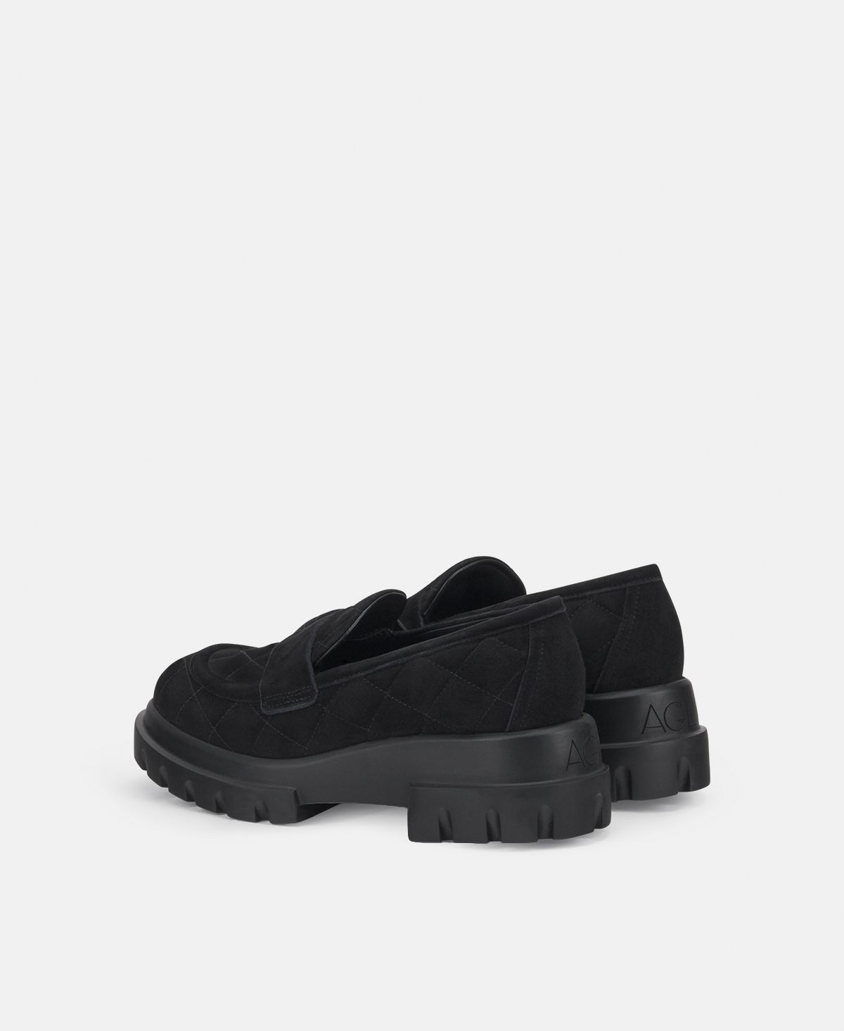 Agl Mocassino in velour Nero Celeste Matelassé Moda