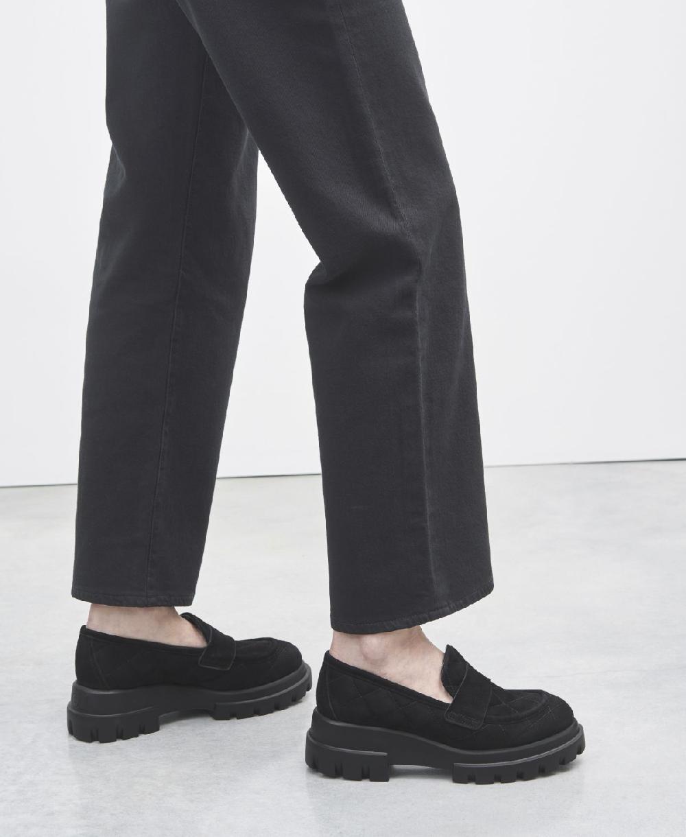 Agl Mocassino in velour Nero Celeste Matelassé Moda